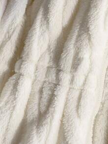 SHEIN 女童休闲时尚双面针织羊毛连帽夹克，3D 耳朵装饰，长袖拉链松紧腰中长款舒适外套 - 杏色 - 查看 8