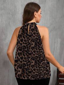 SHEIN Clasi Áo sơ mi hở vai họa tiết da báo cỡ lớn dành cho nữ, phù hợp cho mùa hè - Nhiều màu - Xem 2