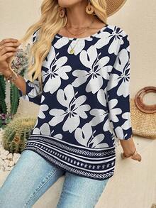 EMERY ROSE Women's Shirt Summer Vacation Woman Going Out Tops Women Country Concert Cute Summer Tops Going Out Country Going Out Top Chic Blouses For Women In Fall/Winter - Blue - View 1