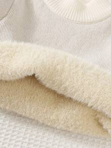 SHEIN Babyboy/Babygirl Khaki Casual Minimalist Turtleneck Sweater, Autumn/Winter Baby Knitwear Warm Baby Clothes Neutral Baby Clothes Baby Winter Clothes Fall - Apricot - View 5