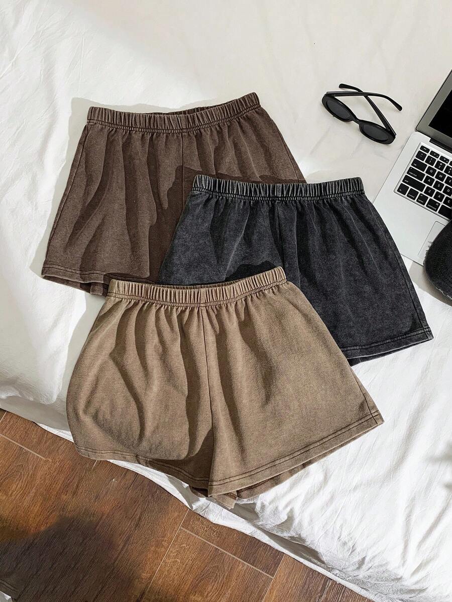 Comfortcana Quần short thường ngày in hoa tuyết cạp chun cỡ lớn cho nữ, mùa hè - Màu nâu  Mocha - Xem 1