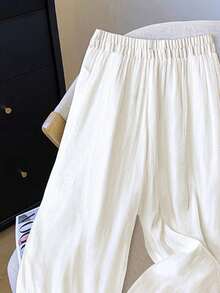 SHEIN Clasi Plus Size Pants With Embroidered Mesh Lace Patchwork, Elegant Casual Straight Leg Slim Fit Fall Cloth For Women