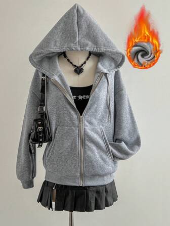 Solid Drawstring Drop Shoulder Hoodie,Long Sleeve Tops Graduation,Back To School Outfits,Graduation,Teacher Outfits For Women,Back To School Pullover Fall Outfit