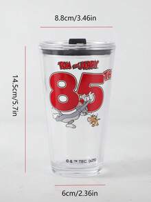 TOM & JERRY X SHEIN 450ml Cartoon Glass Cup – Perfect Gift Mug For Birthday, Christmas, Back To School, Fans And Kids - Multicolor - View 11