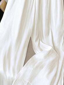 SHEIN Clasi Plus Size Pants With Embroidered Mesh Lace Patchwork, Elegant Casual Straight Leg Slim Fit Fall Cloth For Women