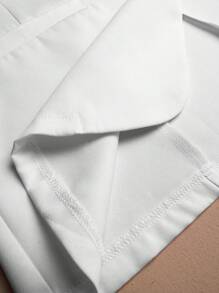 Elenzga Blazer blanco casual de estilo francés de manga corta, de tela rígida y abotonadura sencilla para mujer de talla grande