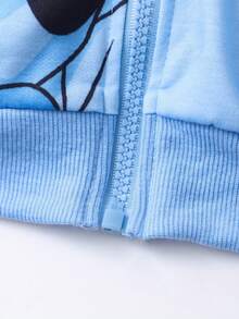 SHEIN ChillGRL Teen Girl 2pcs Cartoon Print Hoodie Jacket And Pants Set - Blue - View 5