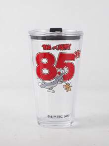 TOM & JERRY X SHEIN 450ml Cartoon Glass Cup – Perfect Gift Mug For Birthday, Christmas, Back To School, Fans And Kids - Multicolor - View 1