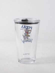 TOM & JERRY X SHEIN Gelas Kaca Kantor 450ml, Mug Bening Bergambar Kartun untuk Kopi, Teh, Jus di Meja Kerja – Teman Kerja yang Menyenangkan - MultiWarna - View 6