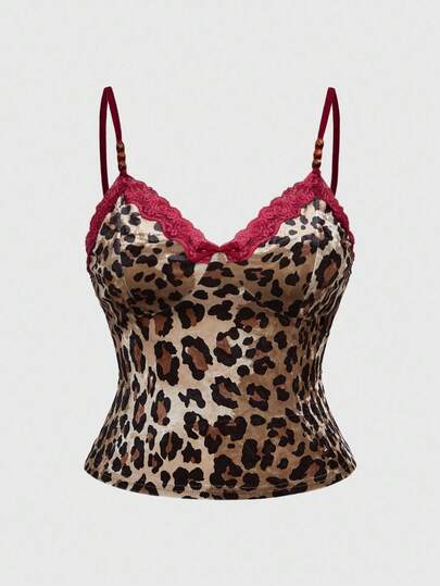 Grunge Punk Plus Size Women Vintage Y2K Leopard Print Patchwork Pleated Cocktail Dress Camisole