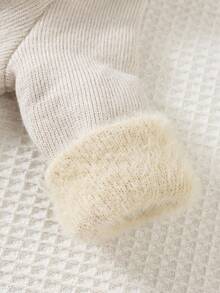 SHEIN Babyboy/Babygirl Khaki Casual Minimalist Turtleneck Sweater, Autumn/Winter Baby Knitwear Warm Baby Clothes Neutral Baby Clothes Baby Winter Clothes Fall - Apricot - View 6