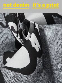 SHEIN ChillGRL 3pcs/Set Girls Casual Street Style Mesh Long Sleeve Crop Top, Minimalist Sleeveless Tank, And Star Print Wide Leg Pants, Suitable For Outing And Gathering