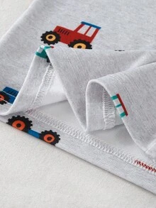 Bộ 3 áo sơ mi dài tay cho bé trai, quần dài và áo khoác lông màu xanh lá cây, thêu họa tiết ô tô dễ thương - Nhiều màu - Xem 3