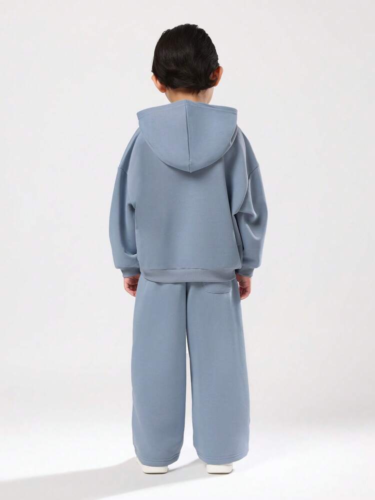 Letter Print Hoodie With Matching Wide Leg Pants