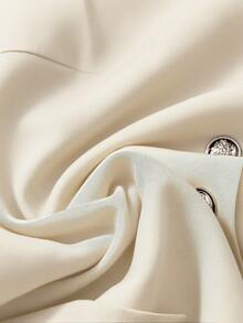 SHEIN LUNE Áo kiểu dáng cổ điển thanh lịch, giản dị, cổ tròn, không cài cúc phía trước dành cho nữ. - Màu be - Xem 3