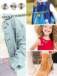 12pcs White Bumble Bee Embroidered Iron-On Patches For DIY Sewing And Crafts - Yellow - View 5