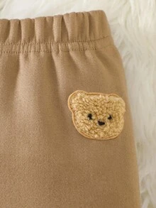 SHEIN 2件套纯棉婴儿休闲裤，卡其色和米色，百搭，时尚，可爱，柔软，舒适的外套 - 彩色 - 查看 7