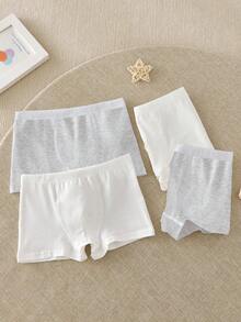 4条装男童纯白色简约休闲棉质三角裤 - 彩色 - 查看 4