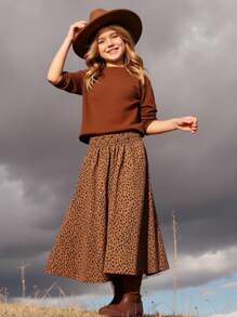 SHEIN 女孩滿版印花紙袋腰半身裙 - 彩色 - 查看 7