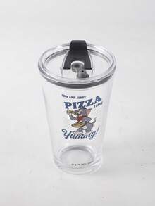 TOM & JERRY X SHEIN Gelas Kaca Kantor 450ml, Mug Bening Bergambar Kartun untuk Kopi, Teh, Jus di Meja Kerja – Teman Kerja yang Menyenangkan - MultiWarna - View 5