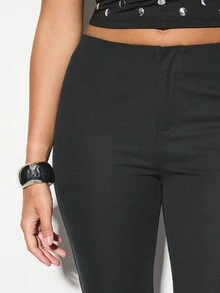 KIZN 高腰七分紧身裤，弹力套穿式斜纹九分裤，直筒裤型，适合晚宴、办公室等各种场合。 - 灰色 - 查看 3