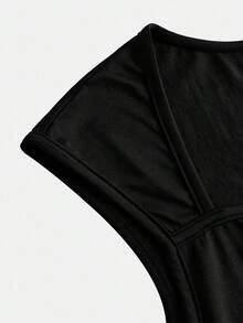 SHEIN Tween Girl Solid Color Ruched Bust Sweet Girl's School Casual Shrug T-Shirt, Suitable For Back-To-School, Cute, Holiday Family Outdoor Fall Picnic, Everyday Wear