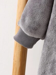 女婴灰色和粉色心形图案长袖连体睡衣 - 灰色 - 查看 4