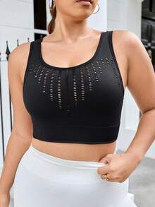 Rhythm Era 3-częściowy zestaw biustonoszy sportowych z siateczki bezszwowej z odkrytymi plecami w dużych rozmiarach - Czarne - Zobacz 3