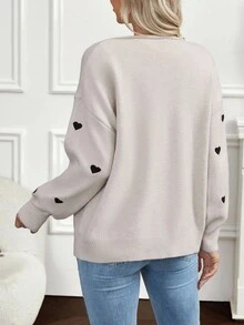 SHEIN Maternity Heart Print Tie Front Long Sleeve Cardigan