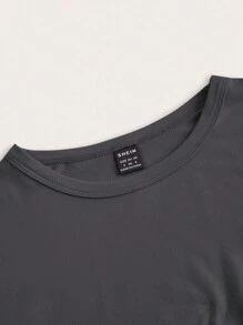 Comfortcana 4pcs/Set Solid Color Cropped Round Neck Short Sleeve Fitted Women T-Shirt, Suitable For Summer