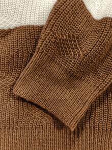 EMERY ROSE Plus Size Women Casual Colorblock V-Neck Long Sleeve Pullover Sweater Fall Clothes For Women Fall Clothes Plus Size Fall Sweaters Winter Coat Women Women's Winter Sweater  Fall Sweaters