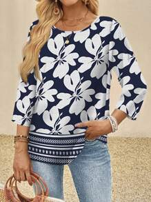 EMERY ROSE Women's Shirt Summer Vacation Woman Going Out Tops Women Country Concert Cute Summer Tops Going Out Country Going Out Top Chic Blouses For Women In Fall/Winter - Blue - View 3