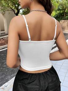 SHEIN EZwear 休闲百搭简约性感吊带背心，修身女式背心，适合夏季 - 白色 - 查看 2