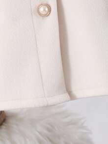 1pc Tween Girls Cape Coat With Detachable Hood And Faux Fur Collar, Elegant & Sweet Outerwear Suitable For Daily, Vacation, Events