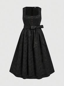 Plus Size Women's Elegant Traditional German Dress - Black - View 1