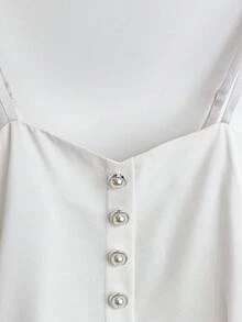 Franclia 女士白色珍珠纽扣领带荷叶边下摆吊带背心