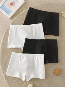 4条装男童纯白色简约休闲舒适棉质内裤 - 黑與白 - 查看 1