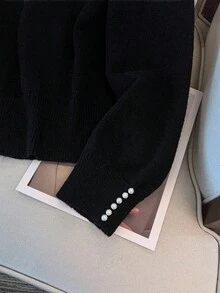 Regalyn Elegancki sweter z perłowym dekoltem i długim rękawem w dużym rozmiarze