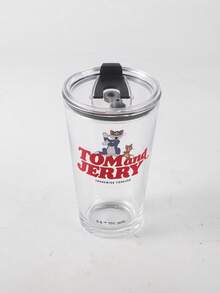 TOM & JERRY X SHEIN Glass Cup 450ml, Cartoon Clear Mug For Milk, Juice, Coffee, Water – Cute Funny Character Cup For Everyday Home Use - Multicolor - View 8