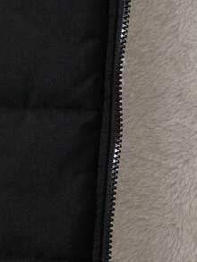 SHEIN 1 件青少年女孩休闲棉衣，中长款，百搭秋冬 - 黑色 - 查看 4