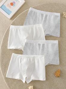 4条装男童纯白色简约休闲棉质三角裤 - 彩色 - 查看 1