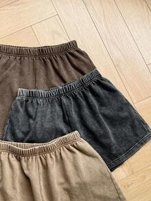 Comfortcana Quần short thường ngày in hoa tuyết cạp chun cỡ lớn cho nữ, mùa hè - Màu nâu  Mocha - Xem 6