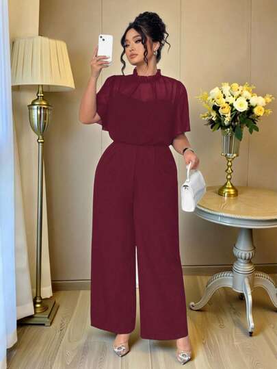 Elenzga Plus-Size Women's Elegant Vacation Summer Commuter Romper