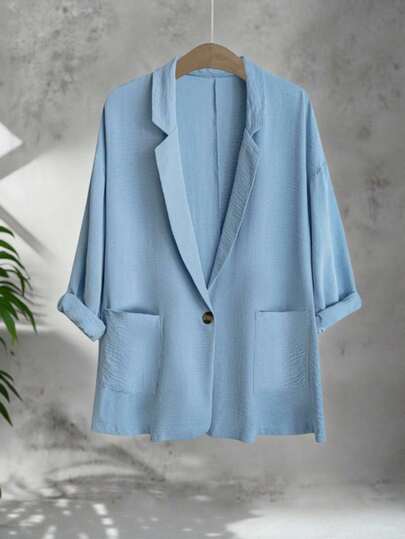 SHEIN LUNE CURVE 大码梭织休闲通勤秋季西装