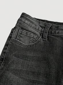 SHEIN Girlism Quần ống loe denim xanh vintage dành cho nữ tuổi teen, thiết kế nơ và túi, thích hợp cho tiệc brunch mùa hè, lễ tốt nghiệp ở nhà thờ, thời trang đường phố, kỳ nghỉ hè trên bãi biển phong cách boho, lễ hội âm nhạc mùa hè, tiệc tùng thường ngày, thời trang đường phố, mùa thu đông trở lại trường học. - màu đen - Xem 3