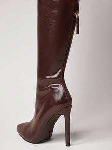 SHUZIA Women's Sexy Pointy Toe Thigh High Weekend Night Party Show Out Hot Stiletto Heeled Boots - Chocolate Brown - View 6