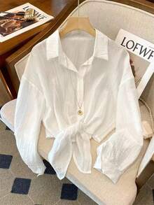 Franclia Women's Elegant Off-Shoulder Long Sleeve Single-Breasted Shirt Fall Cloth For Women