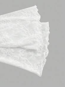 Tween Girl Casual Minimalist Comfortable Square Neck Flare Sleeve T-Shirt Fall Winter - White - View 5