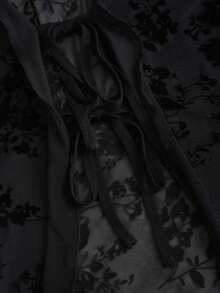 Sweetra Women's New Spring/Autumn Floral Embroidered Mesh Patchwork Flare Sleeve Cardigan, Suitable For Outings, Vacation, Party