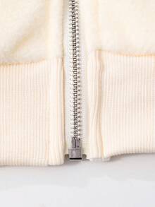 SHEIN Teenage Girls Sherpa Lined Hooded Jacket